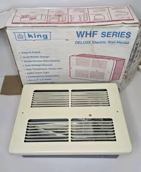 Whf2420-a King Electric Whf2420 240v 1000/2000w In Wall Fan Heater 8.3a Almond Grill Cover