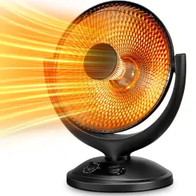 Kismile 664918386245 Oscillating Parabolic Space Heater With Thermostat And Timer Radiant