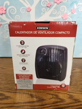 224515 Konwin Compact Electric Heater 1500 W 120v Fan Adjustable Thermostat