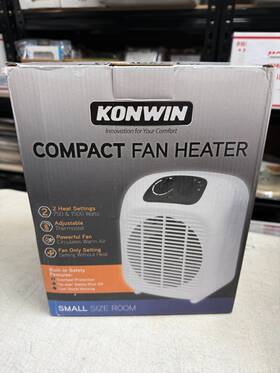 Konwin Fh-173 Electric Space Heater Compact Fan 750w/1500w Thermostat Small Room