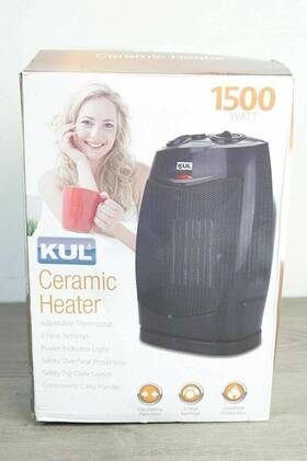 Kul Ku39301 New 1500 Watt Compact Ceramic Heater Black Indoor Electric Heat