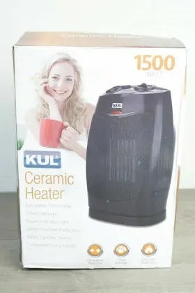 Ku39301 Kul New 1500 Watt Compact Ceramic Heater Black Indoor Electric Heat