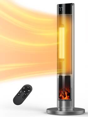 Landeagle Ldhpcf2010yl 34 Inch Tower Heater 1500w With Flame Effect Remote And Oscillating Function