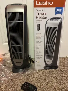 559412 Lasko 1500w Ceramic Tower Heater Oscillating With Remote Timer Gray