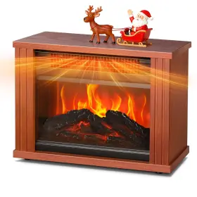E0033 Lifeplus Mini Portable Electric Fireplace Indoor Tabletop Space Heater 13.5 Inch