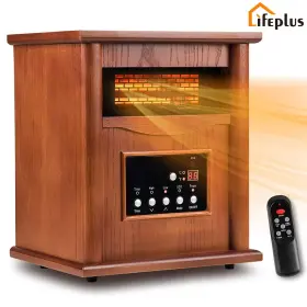 Gd9135bcw Lifeplus Portable Wood Electric Quartz Heater With Remote Control