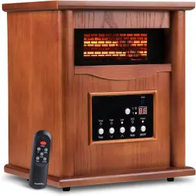 Oshe0040-w3j Lifeplus 1500-watt Electric Infrared Quartz Heater Wood Cabinet With Led Digital Screen