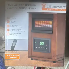 Lif11ssn Lifesmart Four Element Infrared Quartz Electric Heater 1500w Remote Brown