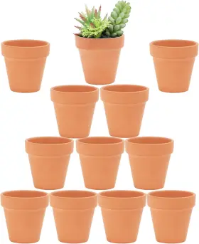 Living Basix 744110527742 2.5 Inch Terracotta Pots With Drainage Holes Small Mini Clay Ceramic Pottery Pla