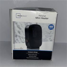 Mainstays 4331 Personal Mini Heater Ceramic 400w Black Portable Electric Space