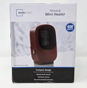 Mainstays 815900021198 Compact Indoor Portable Personal Ceramic Mini Heater 400 Watts Red
