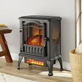 Mainstys 826705634766 3d Electric Stove Heater 2-setting Life-like Flame Durable Metal Construction