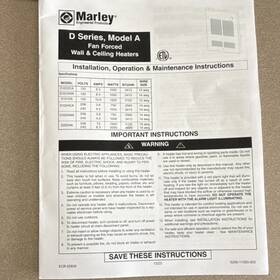 Marley D1012ca D Series Model A Fan Forced Heater Wall And Ceiling 120/240v 3413-6826 Btu