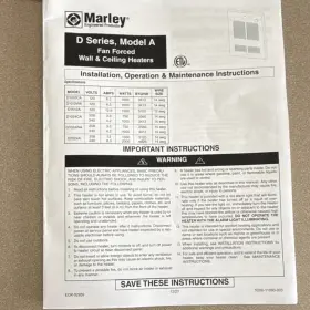 3413-6826 Marley D1012ca D Series Model A Fan Forced Heater Wall And Ceiling 120/240v Btu