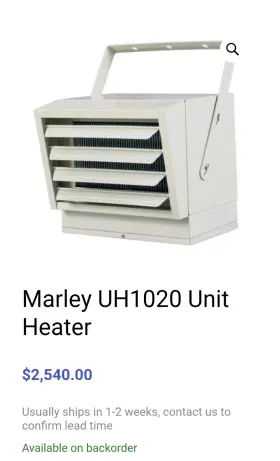 Uh1020 Marley Engineered Products Electric Unit Heater