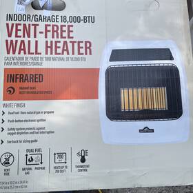 Master 5695261 Forge 18000btu Wall-mount Indoor Natural Gas Or Propane Vent Free Heater