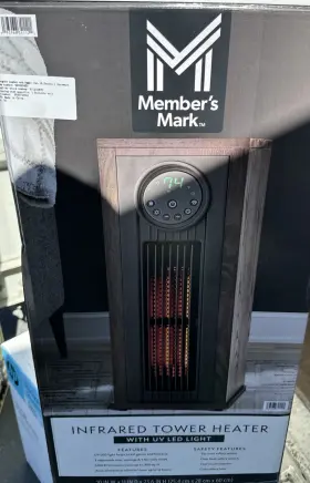 Ht1216nuv Members Mark 23 Inch 3-element Infrared Wood Tower Heater With Uv Led Light