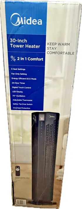 Z0695104 Midea 30 In Ceramic Tower Heater Overheating Protection 3 Modes Black