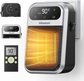 Minetom Mh20 Portable Plug In Space Heater Wall Outlet For Indoor Use Remote 12h Timer