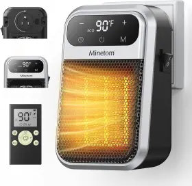 Mh20 Minetom Portable Plug In Space Heater Wall Outlet For Indoor Use Remote 12h Timer