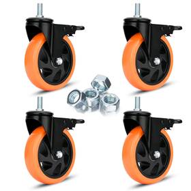 Moogiitools Mgsc-5a 5 Inch Caster Wheels Threaded Stem Casters Set Of 4 Heavy Duty Cart 1/2 -13