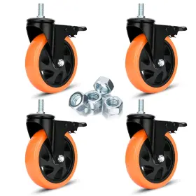 Mgsc-5a Moogiitools 5 Inch Caster Wheels Threaded Stem Casters Set Of 4 Heavy Duty Cart 1/2 -13