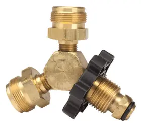 F271715 Mr. Heater Solid Brass Propane Y Male Adapter With Handwheel