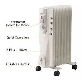 1500w My Store 618718420074 Portable Oil Filled Radiator Space Heater 7-fin And 3 Heat Settings