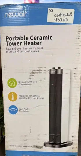Nih110whoo Newair Portable Ceramic Tower Heater Designed For Small Spaces