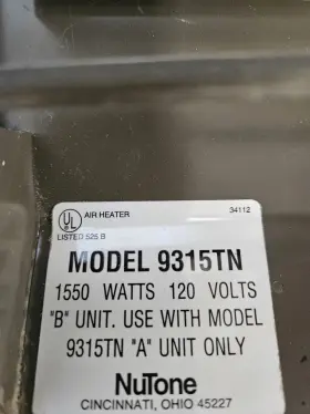 9315tn Nutone 9315 Tn 1550 Watts 120 Volts Blower Housing T-stat Thermal Fuse And Grill