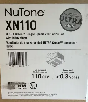 Xn110 Nutone Broan Ultra Green Super Quiet Bathroom Exhaust Fan Bldc Motor Bnib