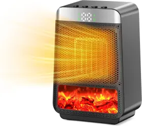 Ok-0103 Okkmax Portable Space Heater For Indoor - Small Electric Flame Heaters Black