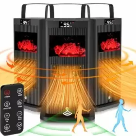 Okoium 758439823928 2023 Upgraded Space Heater Mini Portable With Infrared Sensor And Fireplace Fla