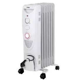 Optimus 445020426455 Portable 7 Fins Oil Filled Radiator Heater With Timer