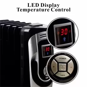 Optimus 630326160159 Digital Oil-filled Radiator Heater Black