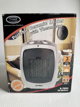 H-7004 Optimus Portable Ceramic Heater 1500w Adjustable Thermostat Electric Indoor Nib