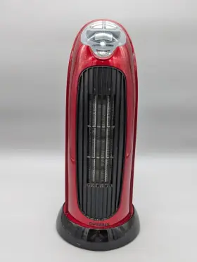 H-7318 Optimus Oscillating Tower Heater 1000 And 1500 Watt Digital Temp 17 Inch Red