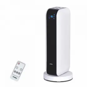 H-7319 Optimus 17 Inch Oscillating Tower Heater W Remote And Digital Temp Display