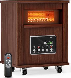 Oylus Gd9315bcw-4j Portable Infrared Space Heater 1500w Wood Cabinet Remote 12h Timer Quiet