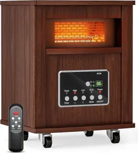 Gd9315bcw-4j Oylus Portable Infrared Space Heater 1500w Wood Cabinet Remote 12h Timer Quiet