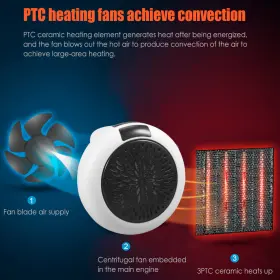 Paddsun 883148389455 Compact Electric Heater For Wall Sockets - Indoor Heating Device