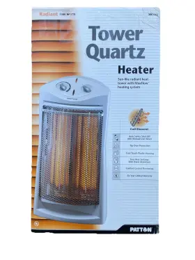 386-015 Patton 048894558870 Nib Tower Quartz Heater Radiant 1500 Watts Model White