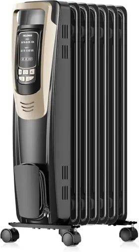 Pelonis 114129855493 Champagne Oil Filled Radiator Heater With Remote And Thermostat