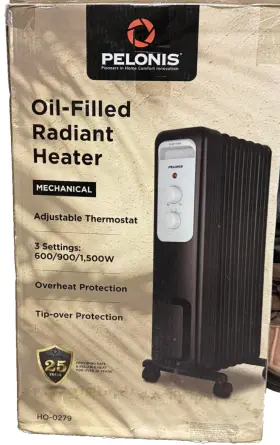 Pelonis 445012115114 Mechanical Electric Oil-filled Radiant Portable Space Heater - Open Box
