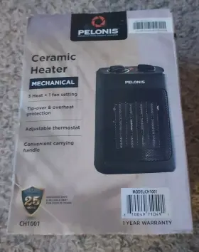 Pelonis 810049710491 Space Heater With Thermostat Electric Ceramic 1500-watt 9-inch Black