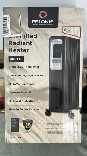 Ho0280 Pelonis 1500-watt Digital Electric Oil-filled Radiant Portable Space Heater
