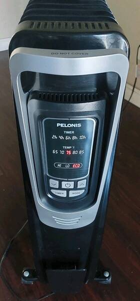 Pelonis Mony1507-14a 1500w Sleek Digital Oil Filled Space Heater With Caster Led Utility Warmer