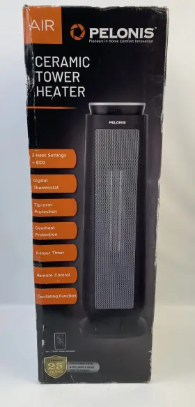 Psc23r4bbb Pelonis Air Ceramic Tower Heater Black 1 500 Watts New In Box Nib