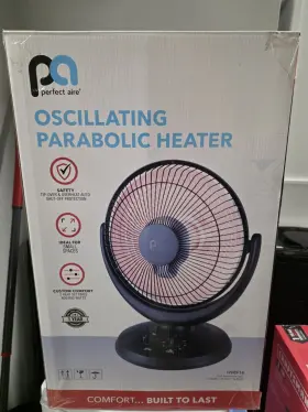 1phcf14 Perfect Aire Parabolic Heater Oscillating 2 Heat Settings Auto Shut-off