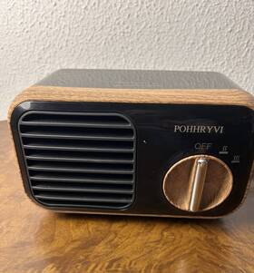 Pohhryvi Dhf20-eg03 Desk Top Ptc Heater Fan 1000w Retro Warmer Black And Woodgrain Nwt